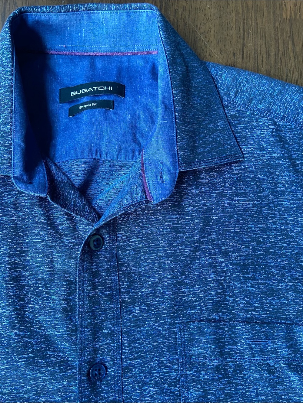 Bugatchi Shaped Fit Mens Large L Blue Long Sleeve Button Front Shirt Cotton